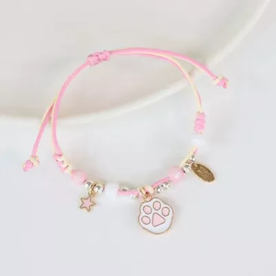 Children's Adjustable 'Paw' Wish Bracelet / Friendship Bracelet - Pink • £5.99