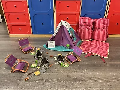 American Girl Adventure Tent 2 Campfires/S’mores Plus Girl & Doll Sleeping Bags • $155