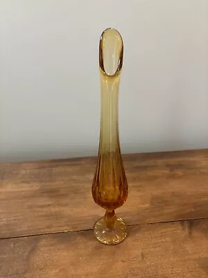 Mid Century Fenton Glass Stemmed Swung Glass Vase Amber 12 1/2” • $50