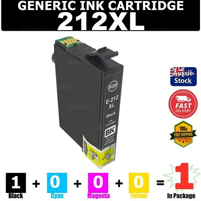 $14.90 • Buy 1x Generic Black 212XL 212 XL Ink Cartridge For Epson WF 2810 2830 XP 2100 3100
