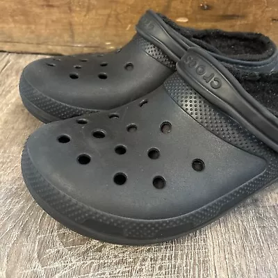 Crocs Clogs Mens 11 Black Fleece Lined Slip On Comfort Shoes Classic Mules • $29.97