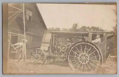 International Harvester Chicago Mogul Tractor Real Photo Postcard RPPC 1904-20 • $200