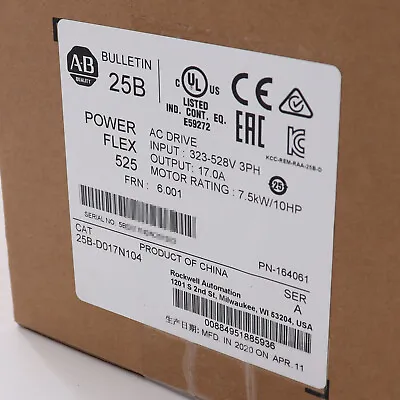 2022 Newest AB 25B-D017N104 PowerFlex 525 7.5kW 10Hp AC Drive Factory Sealed • $691.20