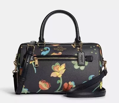 NWT Coach Women's Rowan Satchel With Dreamy Land Floral Print Midnight Multi • $212