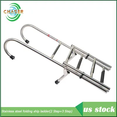 Stainless Steel Folding Ladder Telescoping 400 Lb. Limit For Boats 2 Step+3 Step • $88.41