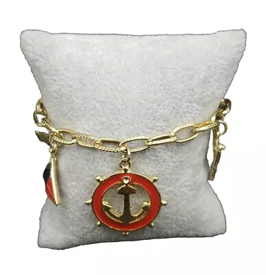 GoldTone Chain Link Nautical Charm Bracelet W/ Enamel Anchors & Sails  • $19.99