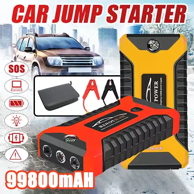 Portable Car Jump Starter 99800mAh+ 12V Pack Booster Charger Battery Power Bank • $47.90