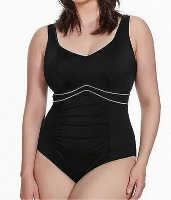 New Elomi ES7617 Essentials Firm Control Swimsuit Size 22 US/  26 UK  Black • $44.50