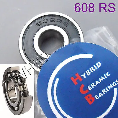 608 2RS Si3N4 Ceramic Ball Bearing Rubber Sealed Skateboard Skate 8 X 22 X 7 Mm • $8.44