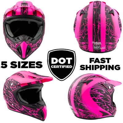Typhoon Adult Dirt Bike Pink Helmet ATV Off Road ORV Motocross DOT Motorcycle • $38