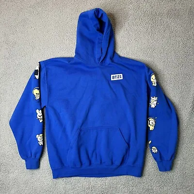 BTS K Pop BT21 Animated Cartoon Hoodie Sweater Size XL Blue Women’s • $19.99