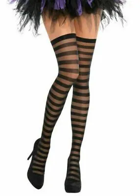 Halloween Fancy Dress Ringer Tights Various Colours Striped Pink Purple Yellow • £2.69