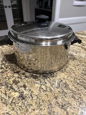 SALADMASTER 6 Qt. Stock Pot & Lid 18-8 Tri-Clad Stainless - Clean & Shiny • $65
