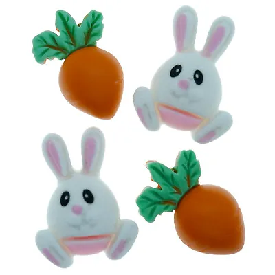 £1.99 • Buy 4pcs Rabbit Carrot Resin Kawaii Flatback Cabochons Embellishment Decoden Craft 