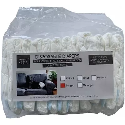 ZEEZ Disposable Dog Diapers Nappies For Dogs And Puppy - 12 Pack Large Size • $28