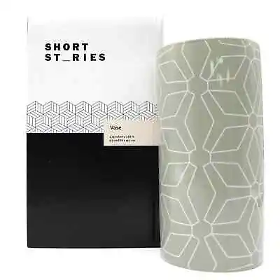 NEW Short St_ories Vase Modern Geometric Gray Ceramic Small 7.68 High • $12.99