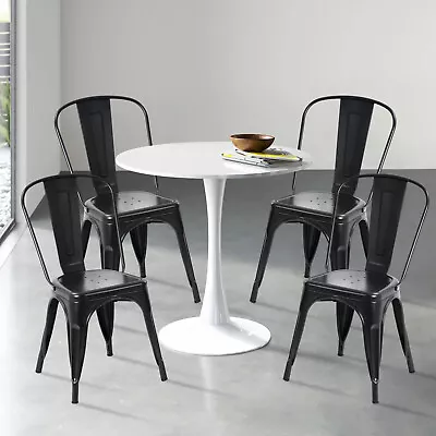 4 Pcs Metal Dining Chairs Patio Kitchen Metal Chairs Industrial Restaurant Chair • $128.35