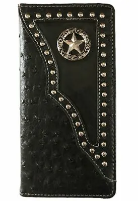 Star Mens Wallet Western Bifold Check Book Style W011-1 Black • $12.99