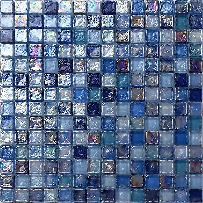 £2.99 • Buy Blue & Violet Iridescent Glass Mosaic Tiles Splashback (MT0109)