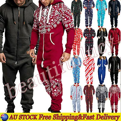 Men Hoody 1Onesie All In One Playsuit Zip Jumpsuit Nightwear Pyjama Loungewear • £34.05