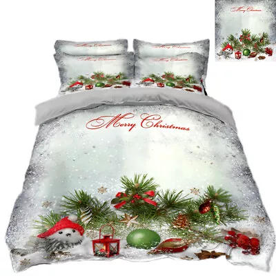 3D Snowman Doll  Christmas Bed Pillowcases Quilt Duvet Cover Gift • $78.10