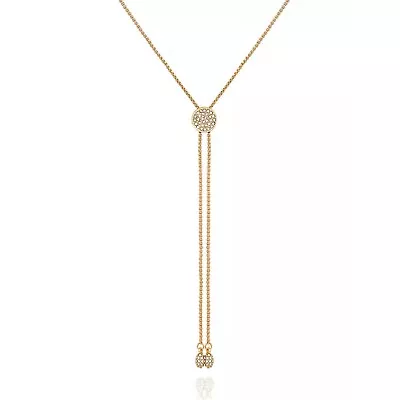 VINCE CAMUTO Gold Sparkle Rhinestone Slider Tassel Necklace Party Jewelry • $29