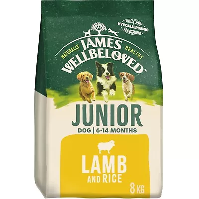 8kg James Wellbeloved Natural Junior Dry Dog Food Biscuits Lamb & Rice • £23.99