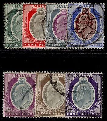 MALTA EDVII SG38-44 1903-04 Complete Set FINE USED. Cat £35. • $20.21