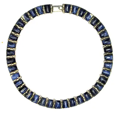 Taxco Sterling And Lapis Lazuli Link Choker Necklace 16  950 Mexican Silver • $225