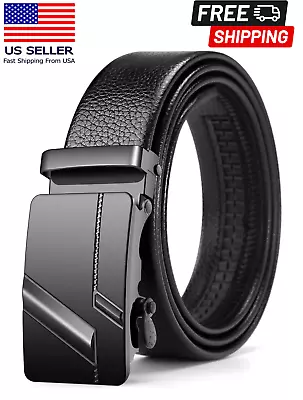 Mens Leather Ratchet Belt For Men Adjustable Automatic Buckle Belts (Sale) 49.2 • $5.99