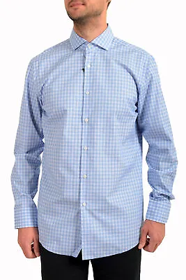 Hugo Boss Men's  Mark US  Sharp Fit Blue Plaid Long Sleeve Dress Shirt • $59.99