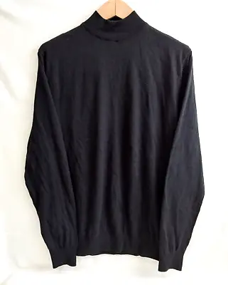 NEW  Paul James Men's Large Black Cotton Mock Turtle Neck Lightwear Knit Sweater • $59.99