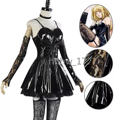 Death Note Misa Amane Cosplay Costume Black Strap Gothic Leather Halloween Dress • $47.96