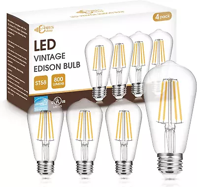 Vintage LED Edison Bulb 60W Equivalent  Dimmable 7W ST58 Antique LED Filament L • $21.59