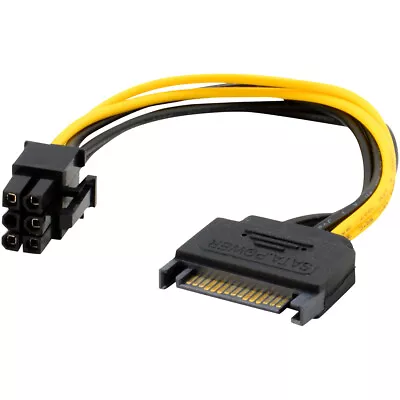 15pin SATA Power To 6pin PCIe PCI-e PCI Express Adapter Cable For Video Card • $3.29