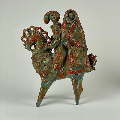 Italian Ceramic Sculpture Of Prince & Maiden Journeying On A Horse • $799