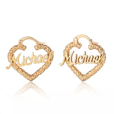 Custom Gold Hoop Earrings Personalised Name Women's Jewelry Personalized Gift • £19.19