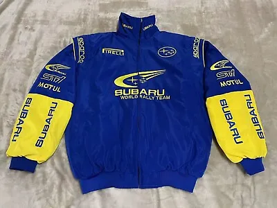 Adult F1 Vintage Racing Jacket Ebroidered Cotton Padded Subaru Jacket Blue • $70