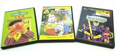 Lot Of 3 Kids DVD's Sesame Street Max & Ruby BibleMan Good Condition • $14.95