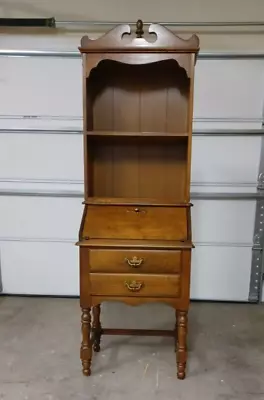 Vintage Maple Nutmeg Secretary Desk With Open Bookshelf • $225