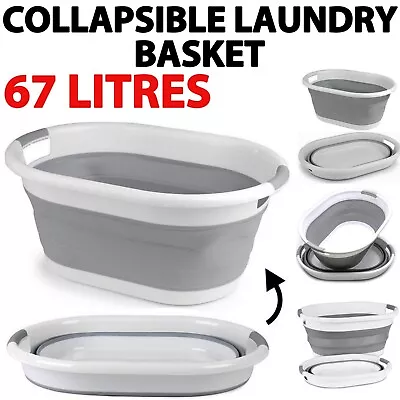 Large Collapsible Laundry Basket Foldable Compact Washing Cloth Storage Bin UK • £11.99