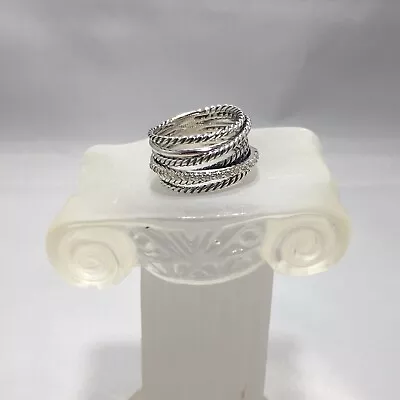 David Yurman Sterling Silver 925 Crossover Wide Ring With Pave Diamonds Size 7 • $289