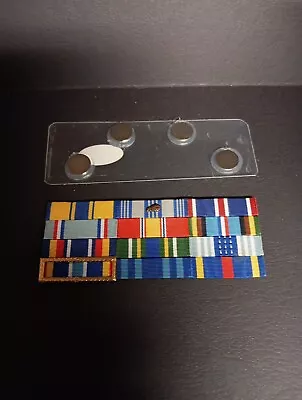 $1.99 SHIP USAF Ultra Thin Military Ribbon Rack W/12 Ribbons Magnetic Backing • $17.99