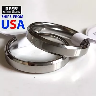 1pc Comfort Fit Unique Design Bevel Edges 4mm Stainless Steel Ring Size 6.5-10.5 • $3.99