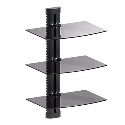 3 Tier Glass Shelf Wall Mount Under Tv Cable Box Component Dvr Dvd Bracket  • $26.39