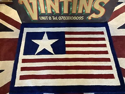 Vintage American Stars ‘N’ Striped Wool Rug | Carpet |  Size 92x122 Cm • £49