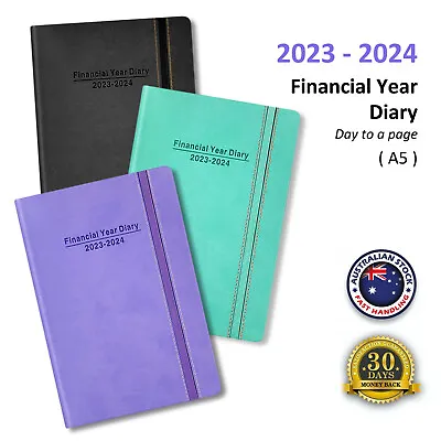 $17.95 • Buy 2023 - 2024 Financial Year Diary A5 Day To A Page W/ Elastic Planner Organiser