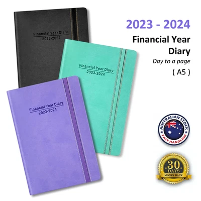 $17.95 • Buy 2023 - 2024 Financial Year Diary A5 Day To A Page W/ Elastic Planner Organiser