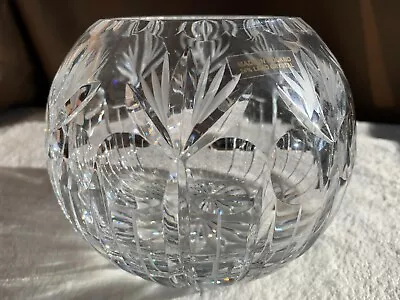 24% Lead Crystal Made In Poland 5  X 5.5  Hand Cut Round Bowl Vase Dish- 3.6 Lbs • $24.24