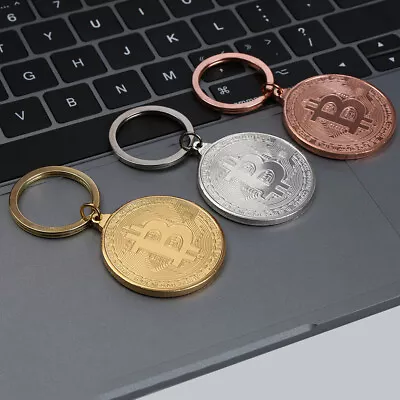 Copper Plated Friends Gifts Collectors Bitcoin Key Chain Key Ring Commemorative • $7.80